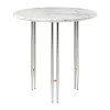 Table basse IOI Ø50 cm, Chrome-laiton-marbre blanc