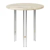 Table basse IOI Ø50 cm, Chrome - laiton - marbre beige