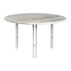 Table basse IOI, Marbre beige - supports chrome ø70 cm