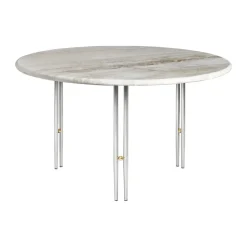Table basse IOI, Marbre beige - supports chrome ø70 cm