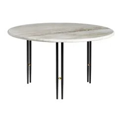 Table basse IOI, Marbre beige - supports noirs ø70 cm