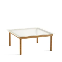 Table basse Kofi, Oak-ribbed glass, 80 cm
