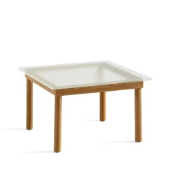 Table basse Kofi, Oak-ribbed glass, 60 cm