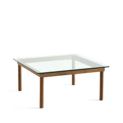 Table basse Kofi, Walnut-clear glass, 80 cm
