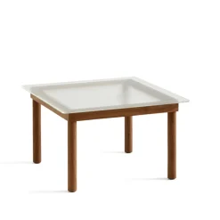Table basse Kofi, Walnut-ribbed glass, 60 cm