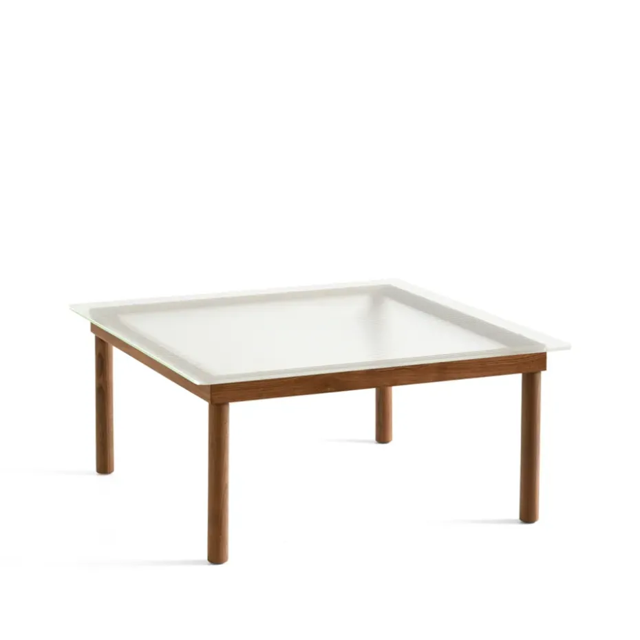 Table basse Kofi, Walnut-ribbed glass, 80 cm