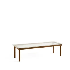 Table basse Kofi, Walnut-ribbed glass, 50 cm
