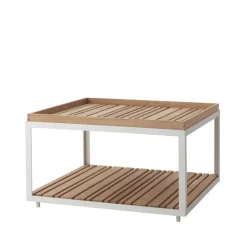 Table basse Level teak 79x79 cm, White