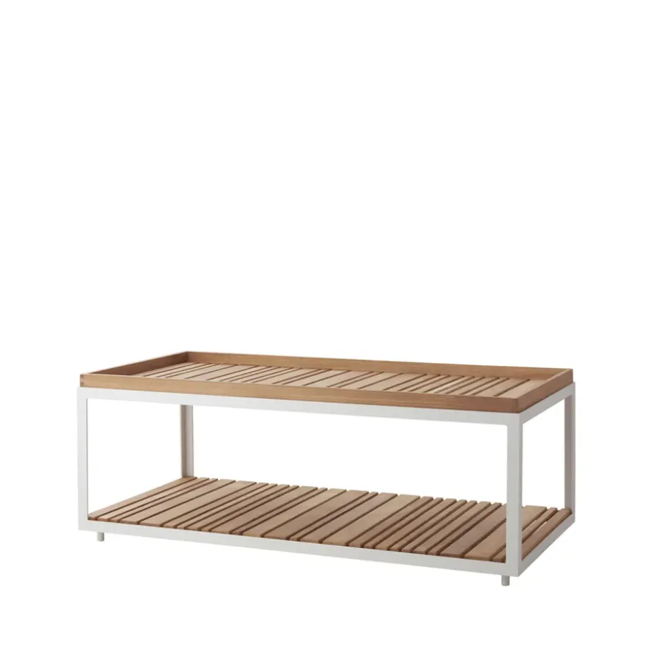 Table basse Level teak 62x122 cm, White