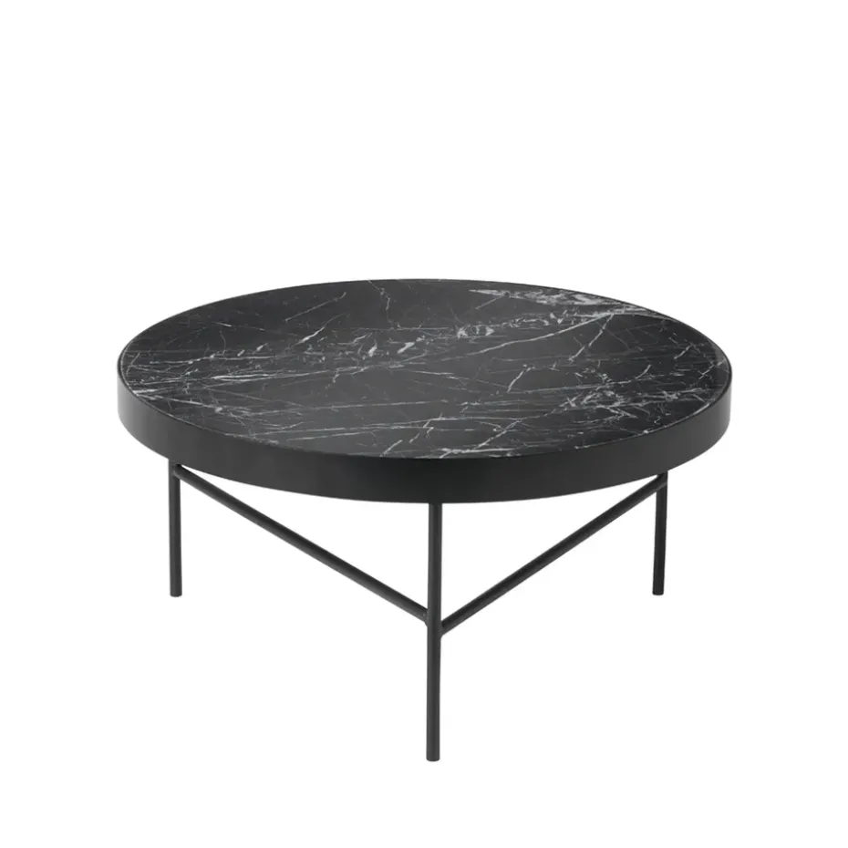 Table basse Marble Table, marbre noir, large, structure noire