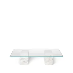 Table basse Mineral, verre, base en marbre