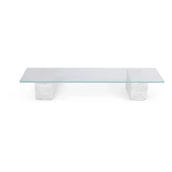 Table basse Mineral 46x160 cm, Bianco curia