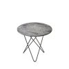 Table basse Mini O, Marbre gris, support laqué noir