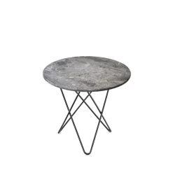 Table basse Mini O, Marbre gris, support laqué noir