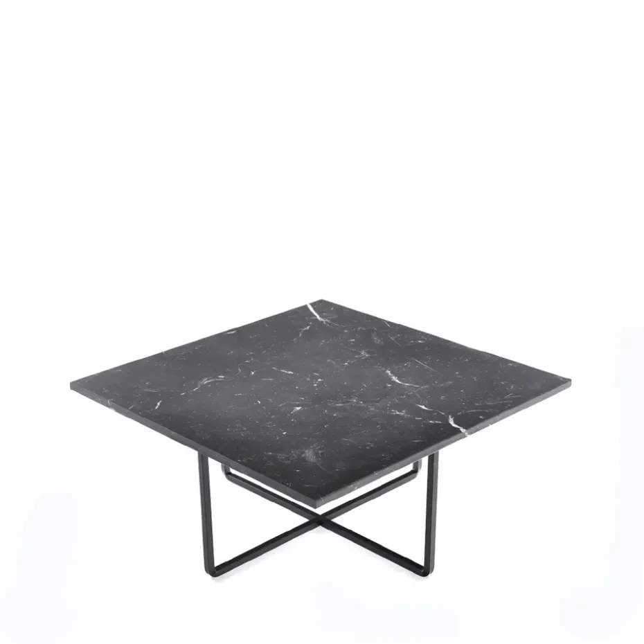 Table basse Ninety, marbre marquina, support noir