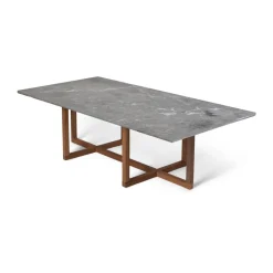 Table basse Ninety 60x120 cm, dessous en chêne fumé, Marbre gris