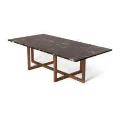 Table basse Ninety 60x120 cm, dessous en chêne fumé, Marbre brun