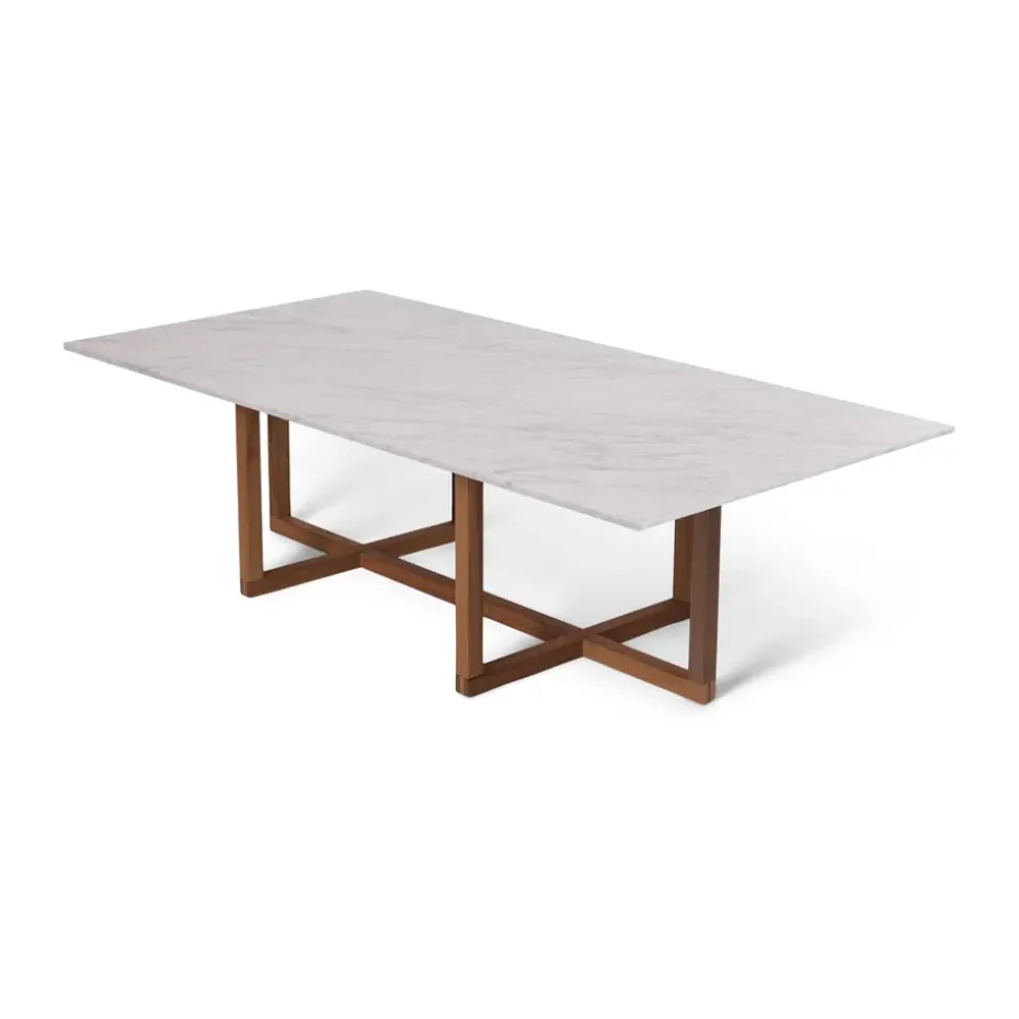 Table basse Ninety 60x120 cm, dessous en chêne fumé, Marbre blanc