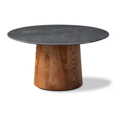 Table basse Niveau Ø61cm, Black Marquina-ash brown stained