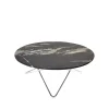 Table basse O Large, marbre marquina mat, support en acier inoxydable