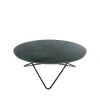 Table basse O Large, marbre indien, support laqué noir