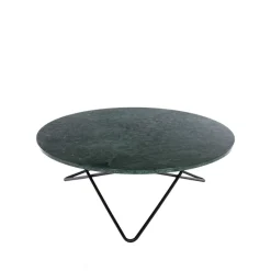 Table basse O Large, marbre indien, support laqué noir