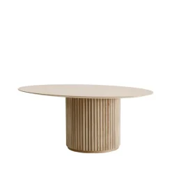 Table basse Palais Ovale, chêne teinté blanc (p2), support en chêne teinté blanc