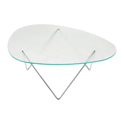 Table basse Pedrera, Chrome-verre structuré transparent