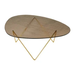 Table basse Pedrera, Laiton semi-mat-verre structuré bronze