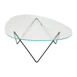 Table basse Pedrera, Noir semi-mat-verre structuré transparent