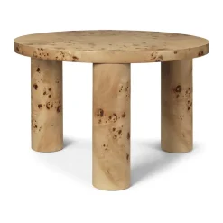 Table basse Post petite Ø65 cm, Burl veneer