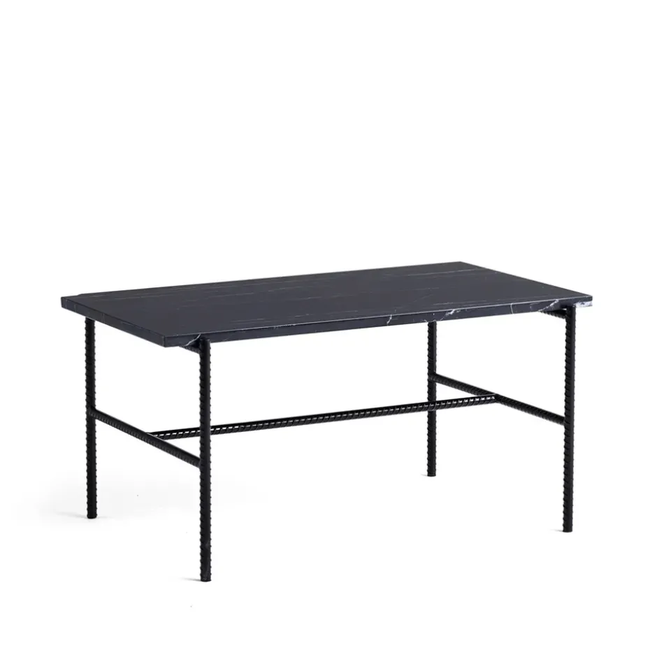 Table basse Rebar 80x49x40,5 cm, Black marble-black