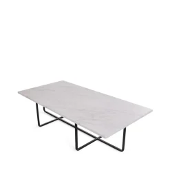 Table basse rectangulaire Ninety, marbre de Carrare, support noir