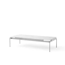 Table basse Sett LN12, Bianco carrara-dark chrome