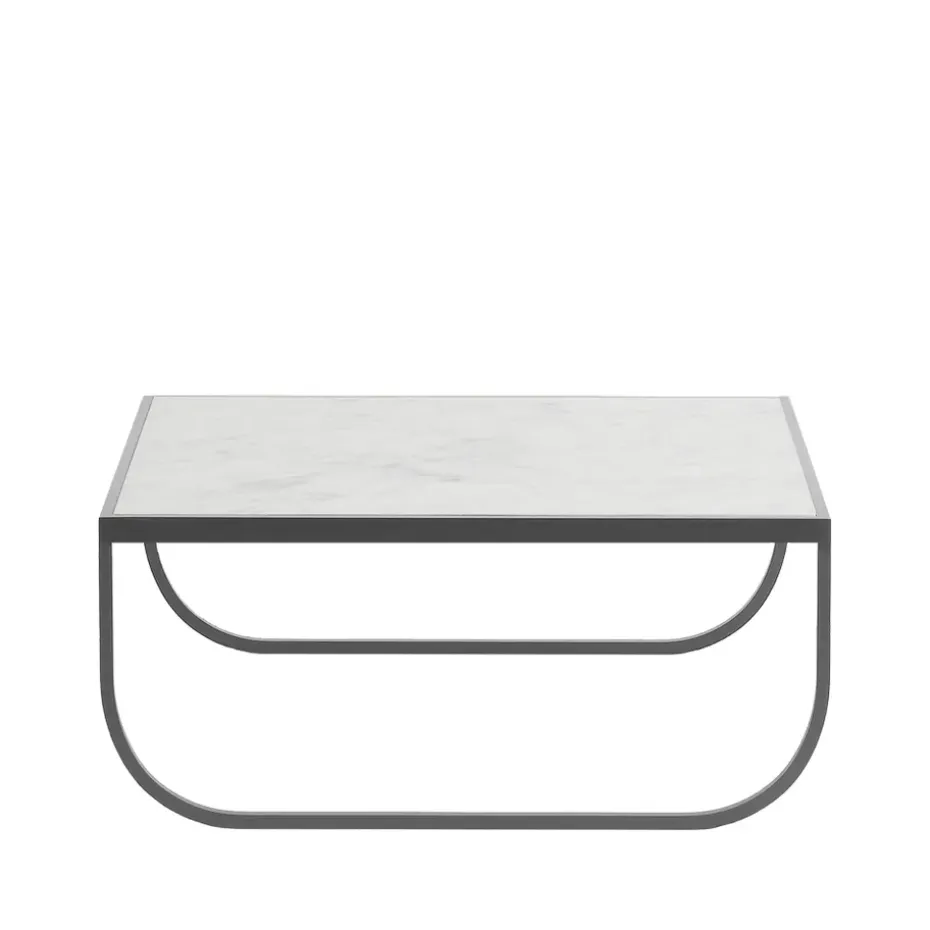 Table basse Tati High, marbre blanc, support storm grey