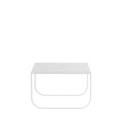 Table basse Tati Square, blanc marbre, support blanc