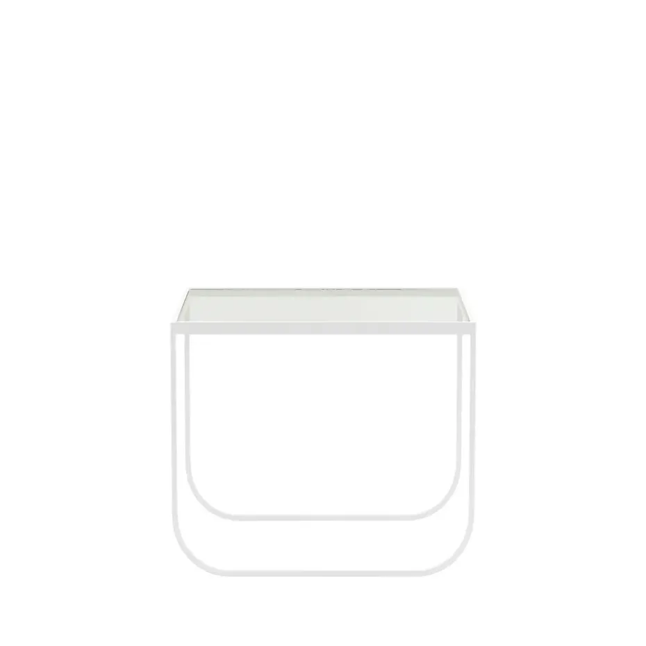 Table basse Tati Square, verre, support blanc