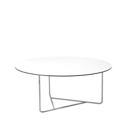 Table basse Tellus, blanc, structure chromée, h41 d100