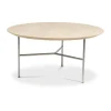 Table basse Tribeca, Chêne ciré rustique, pieds chromés satinés, Ø80 cm