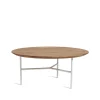 Table basse Tribeca, Chêne huilé rustique, pieds blancs, Ø80 cm