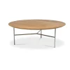 Table basse Tribeca, Chêne huilé rustique, pieds chromés satinés, Ø110 cm
