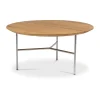 Table basse Tribeca, Chêne huilé rustique, pieds chromés satinés, Ø80 cm