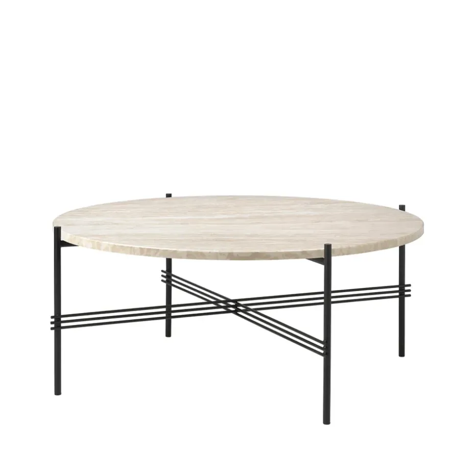 Table basse TS Outdoor, Travertin blanc-noir