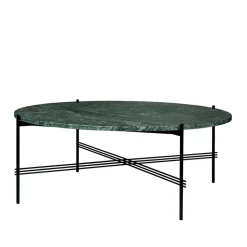 Table basse TS Round, green guatemala marble, ø105, structure noire