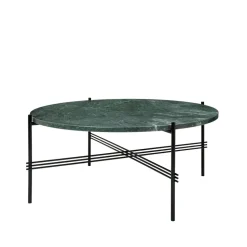 Table basse TS Round, green guatemala marble, ø80, structure noire