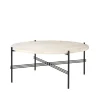 Table basse TS Round, natural white travertine, ø80, structure noire