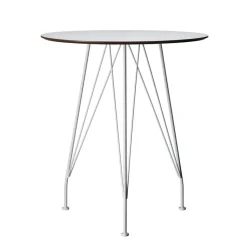 Table bistrot Desirée, Blanc, ø 64 cm, base laquée blanche