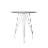 Table bistrot Desirée, Stratifié blanc, ø 110 cm, base laquée blanche
