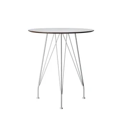 Table bistrot Desirée, Stratifié blanc, ø 110 cm, base laquée blanche