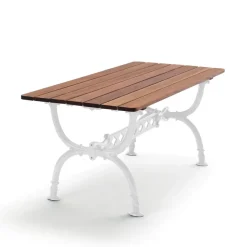 Table Byarum 142x72 cm, Acajou, support blanc